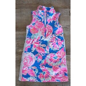 Lilly Pulitzer girls mini sleeveles Skipper Dress Bennet Blue Bay Dreamin M(6-7)